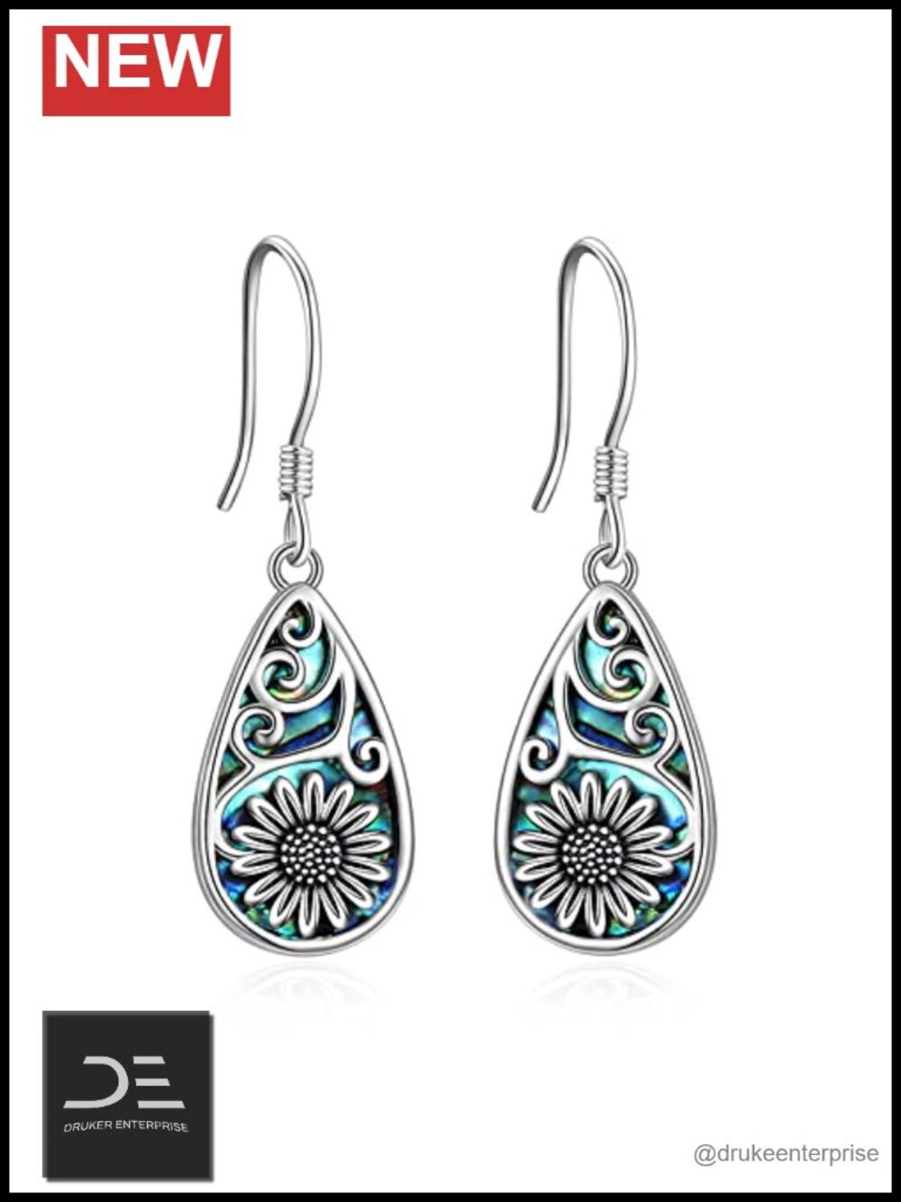 925 Sterling Silver Tree of Life Dangle Earrings Women Abalone Jewelry Gift